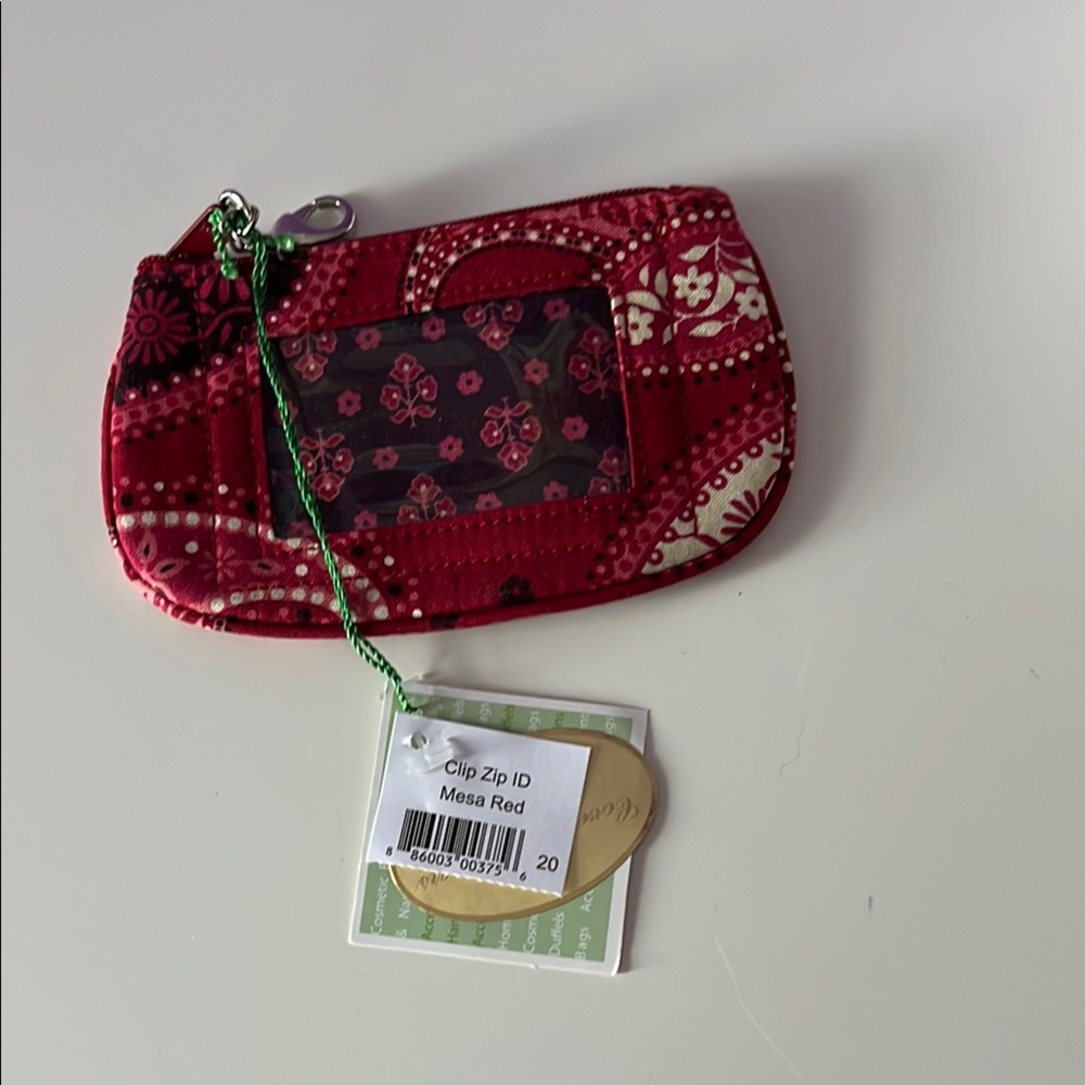 Vera Bradley Red Clip Zip ID Case